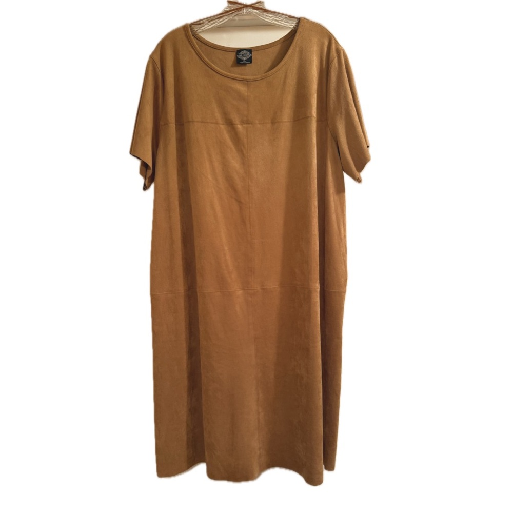 Faux Suede Sheath Dress Buckskin Tan Size XL